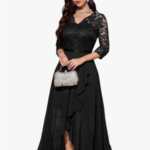 Elegant Black Lace Evening Gown